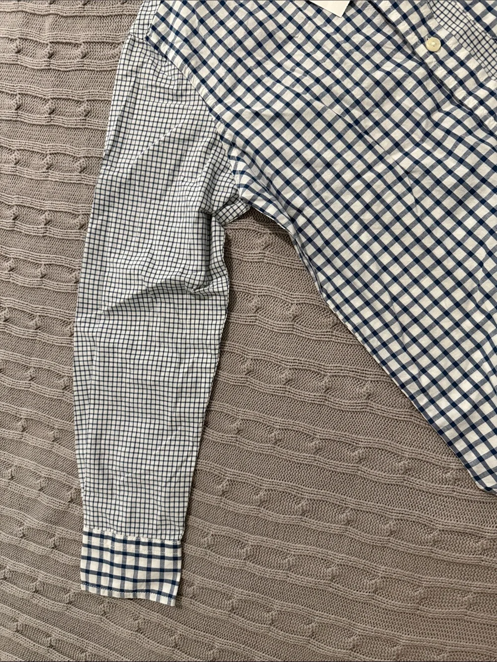 GAP Boys 10 Blue and White Check Patchwork Button-Down Shirt